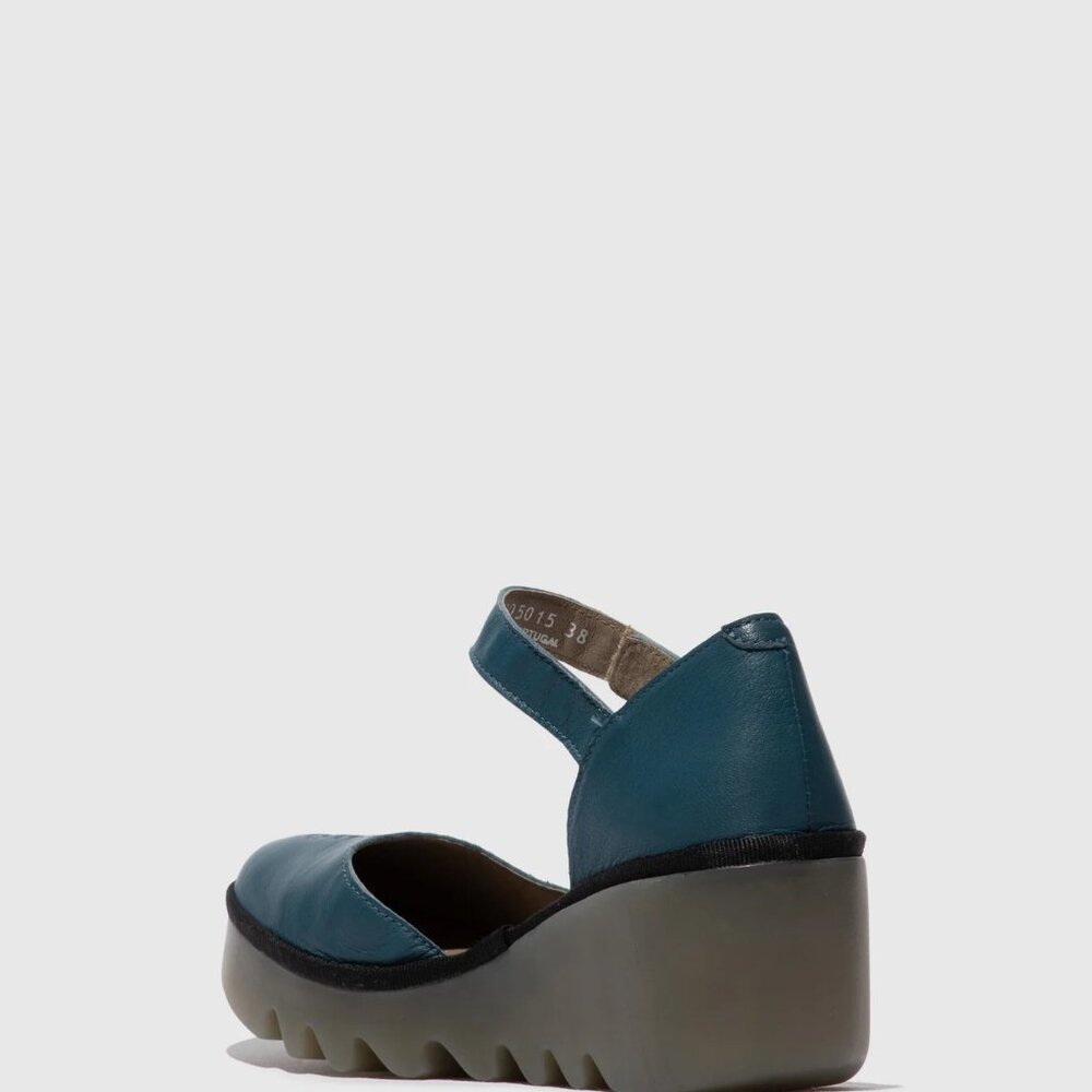 New FLY LONDON Chunky Wedge BISO Women's Shoes Petrol Ceralin Sz. 39 - Picture 9 of 9